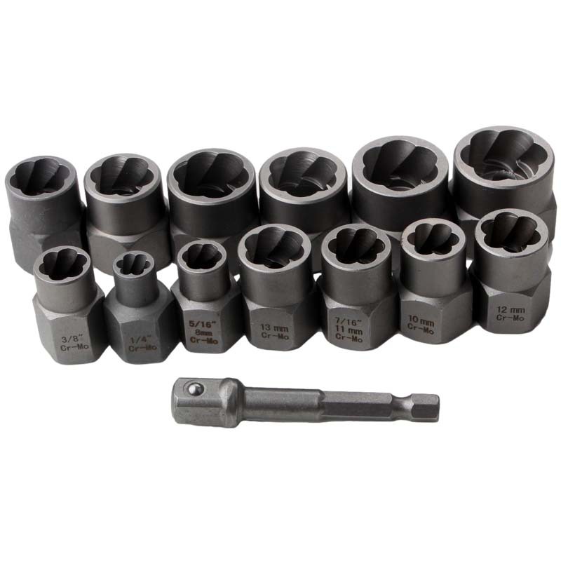 14 Piece Nut& Bolt Extractor Socket Set Bolt Remover Tool Set Nut Extractor Socket Impact Bolt Nut Screw Removal Socket Wrench